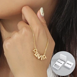 MYDIY Personalized Puff Name Bracelet 18k Gold Plated Jewelry 3D Bubble Customize Initial Letter High-end Christmas Gift For Her
