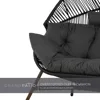 Outdoor Modern 2-Seat Wicker Egg Chair with Cushion, Stationary Patio Loveseat Accent Chair, Grey 4
