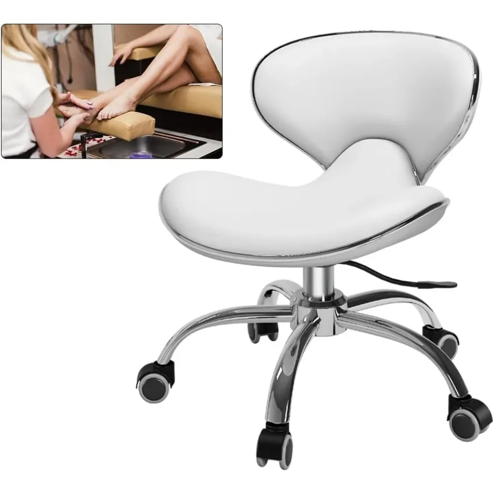 Pedicure Stools for Nail Tech,Short Height Adjustable Stool Swivel Chair for Salon,Spa,Massage,Tattoo,Esthetician,Shop