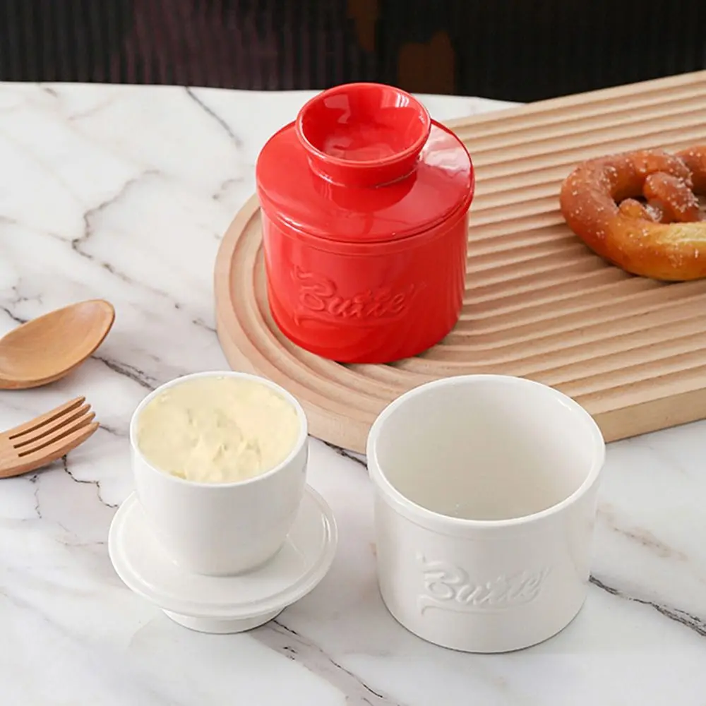 Glossy Finish Butter Bell Crock Keep Fresh with Lid Butter Keeper Handmade Thicken Ceramic Dish Spreadable
