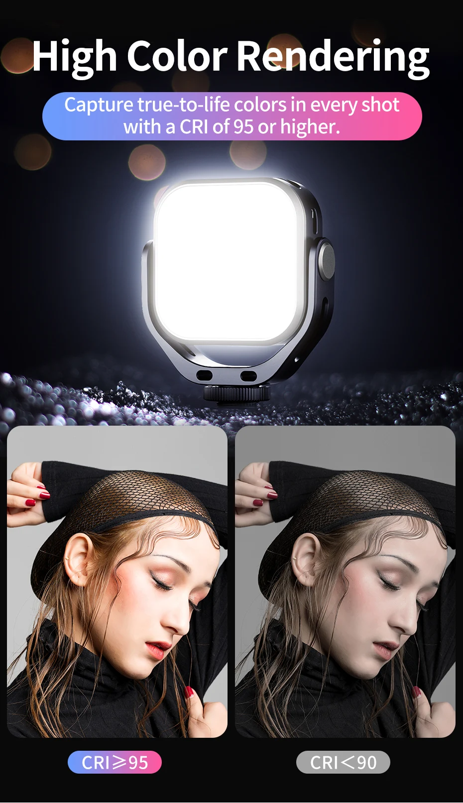 VL66 RGB Video Light 2500-6500K CCT 360° Rotatable 2000mAh Full Light with 1/4 S