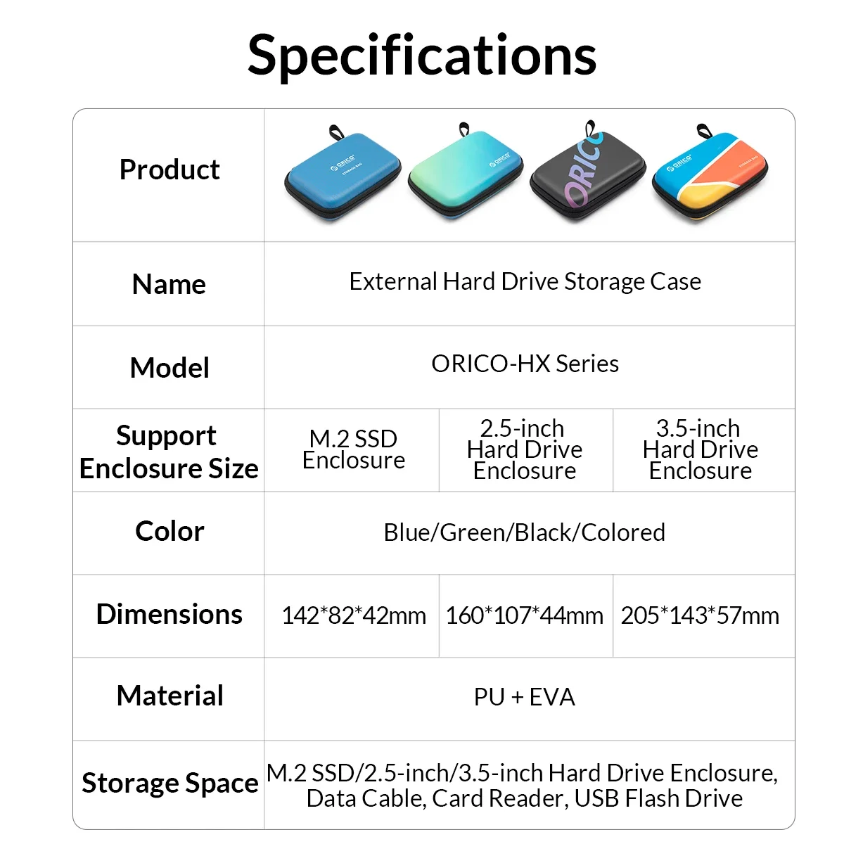 Orico 2.5 Bolsa 3.5 Bolsa Bag Bolsa de Proteção da Caixa do Disco Rígido para Hdd Externo M.2 Case Fone de Ouvido Disco u Grande Capacidade Bolsas de Armazenamento Coloridos - Imagem 6