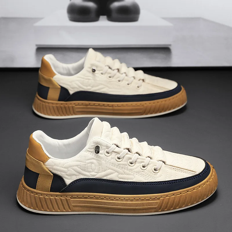 

39-44 Mens Skateboard Shoes Male Spring Autumn Microfiber Leather Flat-soled Slip-on Mixed Colors Work Non-slip Footwear H53