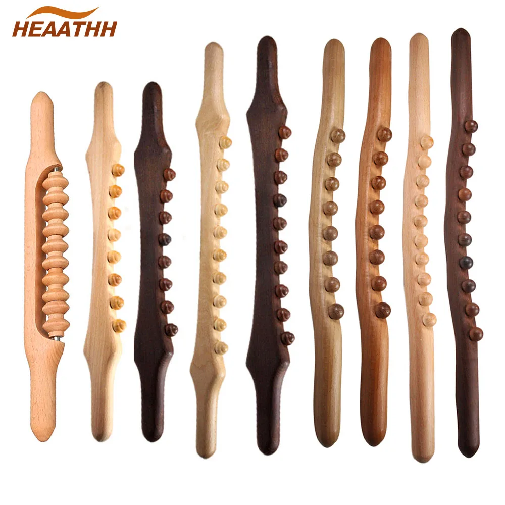 Natural Wood Guasha Scraping Stick Back Shoulder Neck Waist Leg Physical Pressure Point Massage Tools Muscle Relaxation Massager 1pc body back buddy trigger point massage stick muscle fascia relaxation muscle start and end points original points
