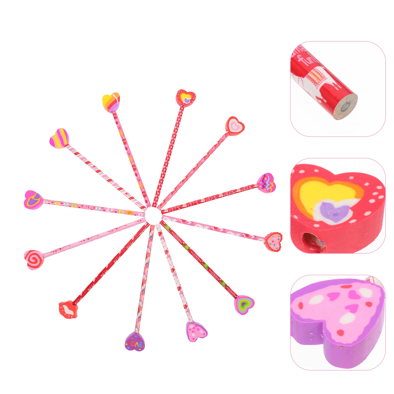 

12 Pcs Valentine's Day Pencil Decor Funny Pencils for Kids Practical Wood Decorative Child Portable Lightweight