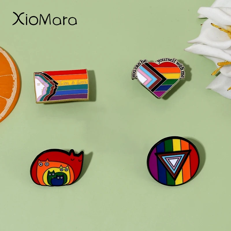 LGBT Pride Brooch Badge Pride Rainbow Gay Pins Flag Tinplate Badge Support Gay Lesbian Bisexual Transgender Symbol Pin Icons Brooch Jewelry Accessories 9 Pcs - View #2