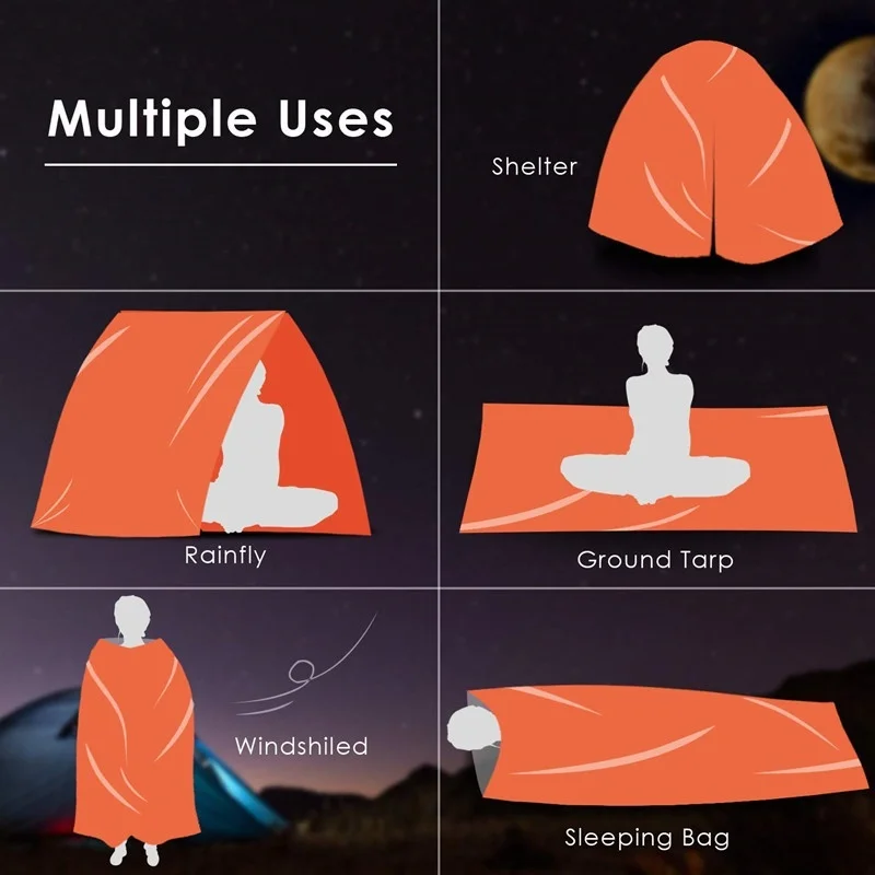 Outdoor Life Bivy Emergency Sleeping Bag Thermal Keep Warm Waterproof Mylar First Aid Emergency Blanke Camping Survival Gear emergency blanket outdoor bag survival tool