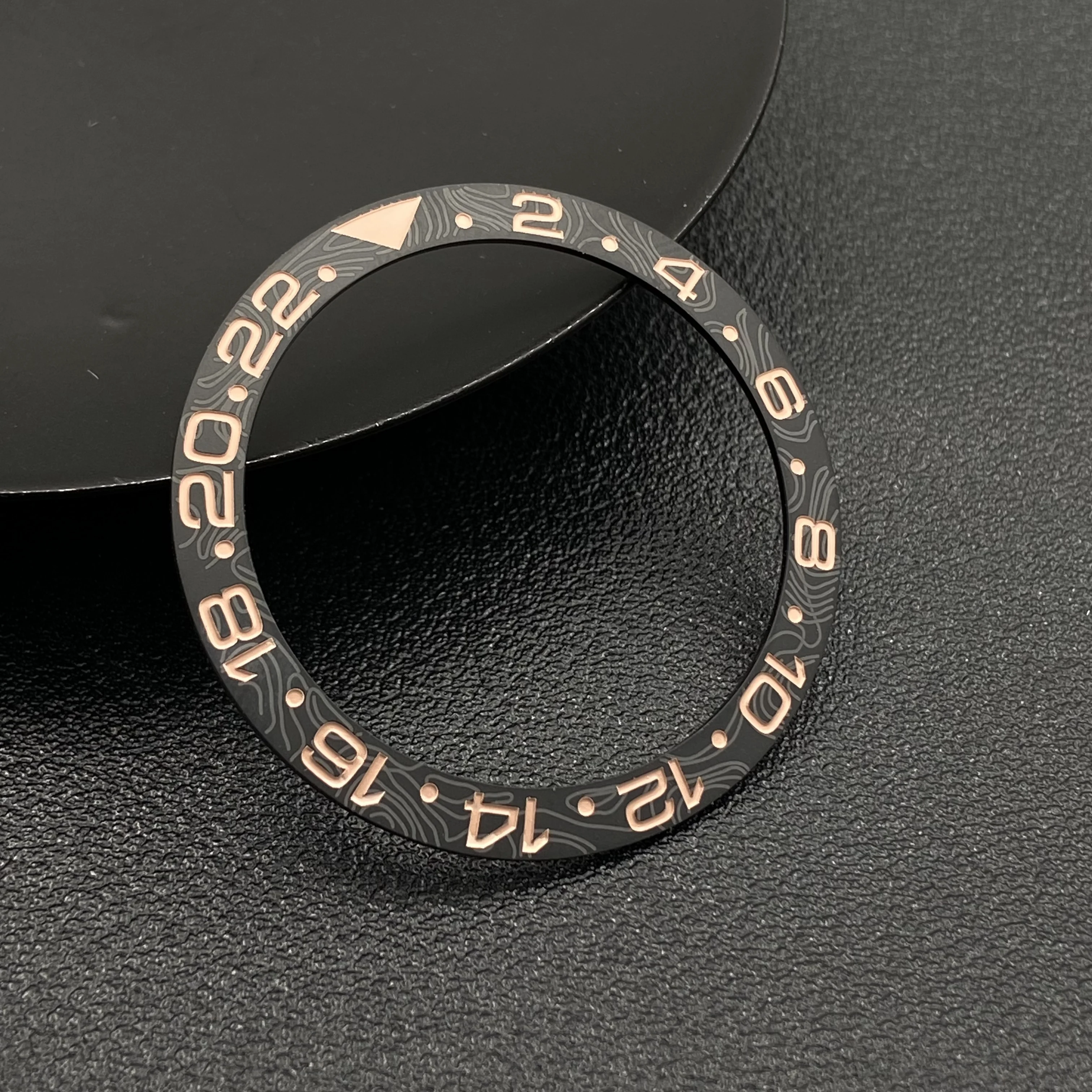 Ceramic Bezel Insert Ring with Carbon Fiber Design - Tilted Edge, 38x30.6mm