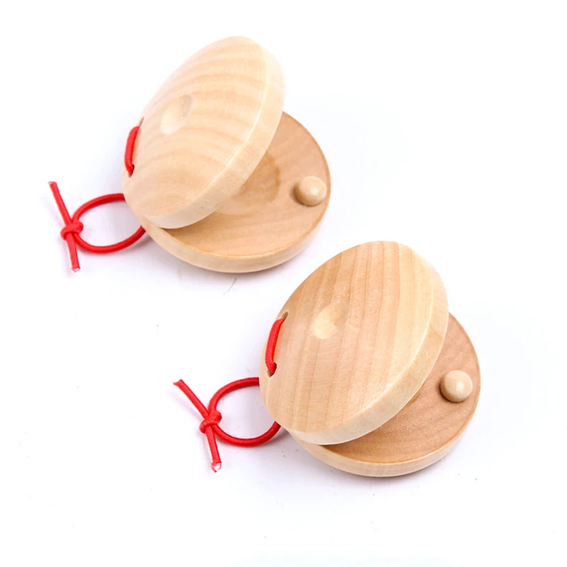 1pc Castanets Orff Percussion Instrument Wooden Color Baby Puzzle Music Toys Castanets music toys Music Perception Children Entertainment Toy TMZ