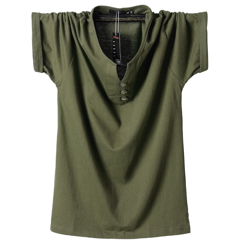

New Short T-Shirt Oversized Fat Guy V-Neck Cotton T-Shirt M-8XL