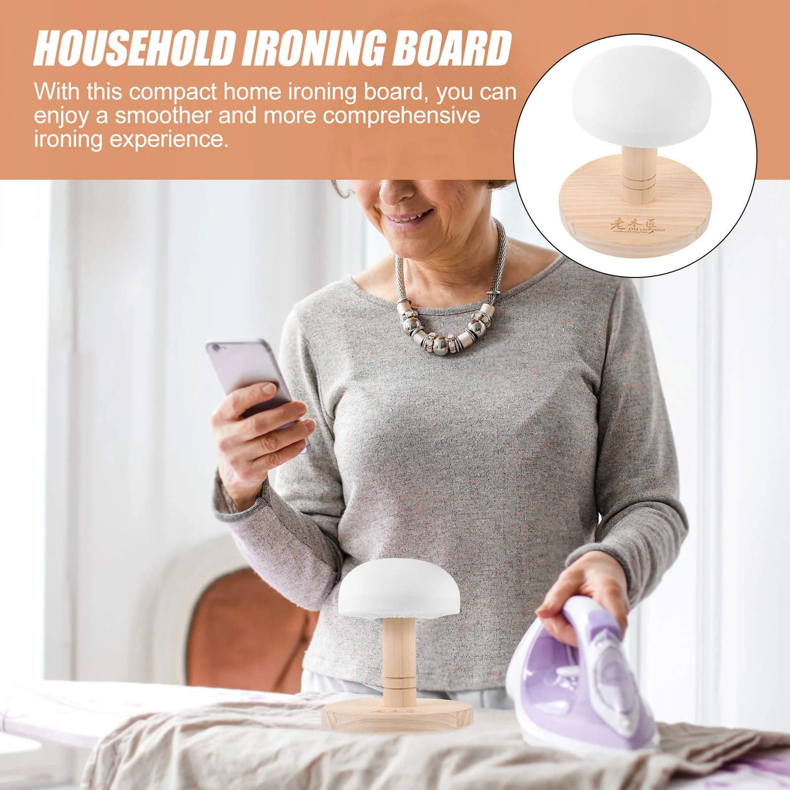 Premium Cloth Wood Material Bra Ironing Pad Practical Ironing Board Home Aids Tool Padded Sleeve Desk Stool Accessory