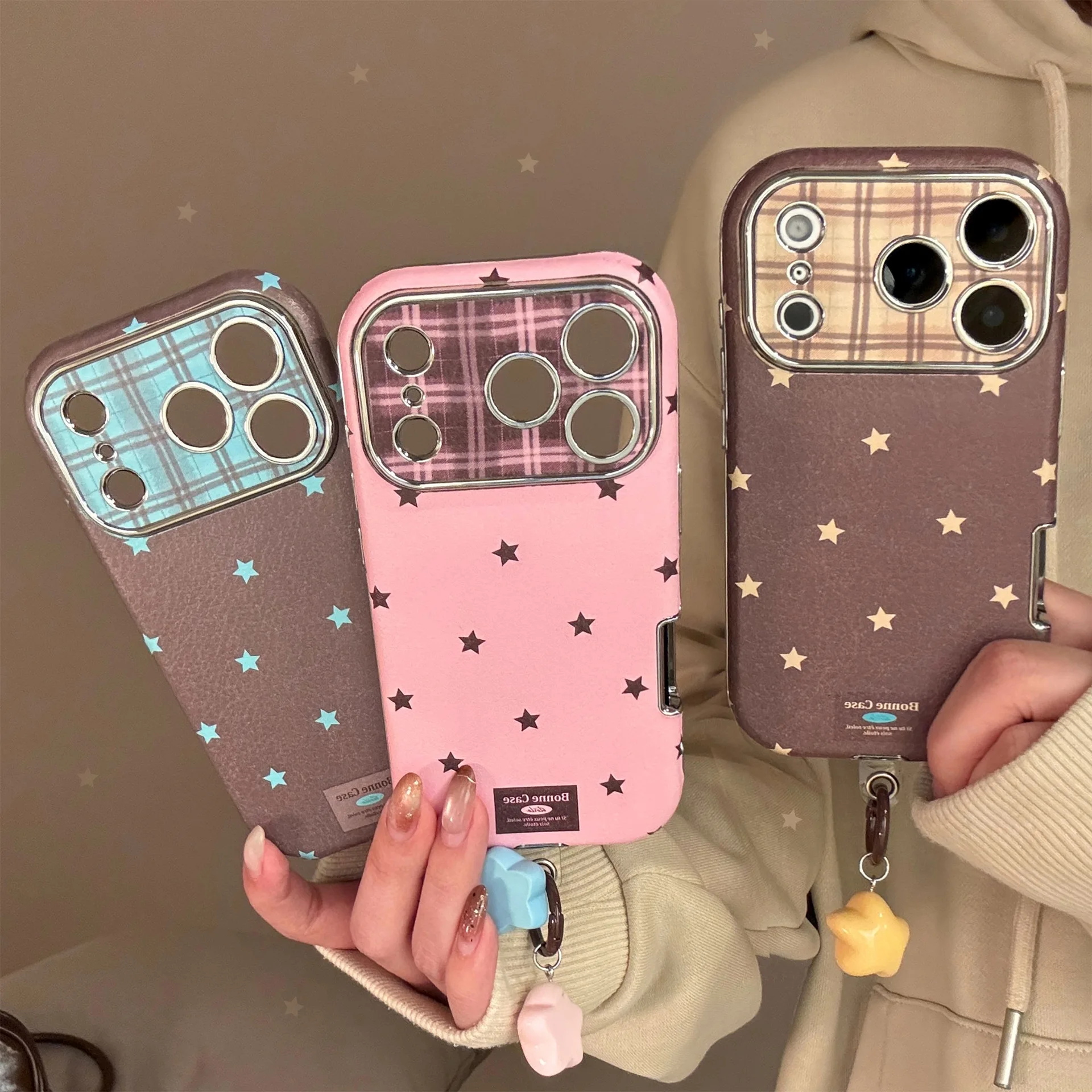 Korean Retro Stars Plating Leather Case image 2
