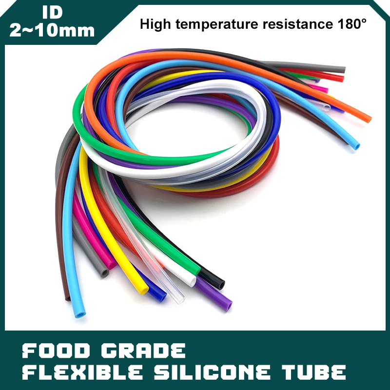Silicone Tubing Flexible Rubber Hose Food Grade Soft Drink Pipe Water Connector ID 2 3 4 5 6 7 8 9 10 12 mm 1Meter silicone tube,rubber tube,rubber tubing
