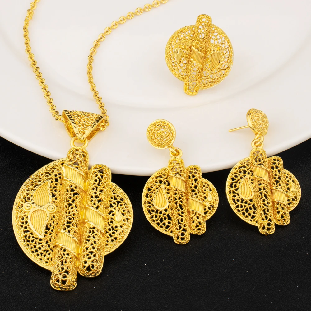Dubai 24k Gold Plated Jewelry Sets for Women Indian Bridal - Main Image