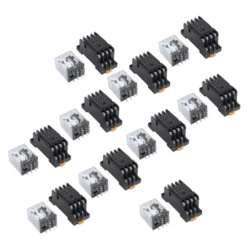 

10X DC 24V Катушка вольт 4PDT 14-контактный терминал электромагнитное реле HH54P