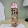 780ml Capybara transparent Cup Cute Cartoon Water Bottle with Carry Strap Leakproof Portable Outdoor Drinking Cup Sports Bottle 4