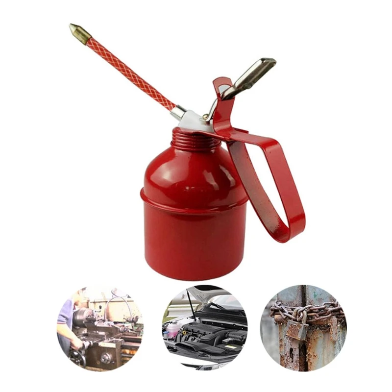 Metal Hand Pump Oiler Can Professional Squirt Squeeze Trigger Red Grease Gun 300ml/500ml