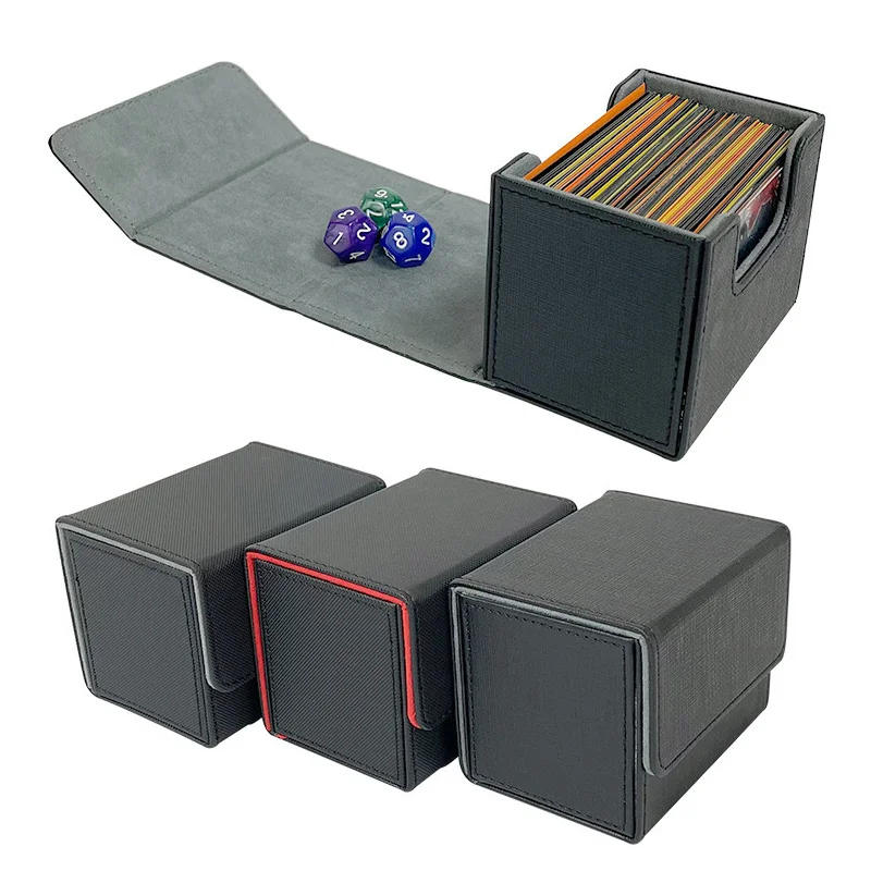 

Flip Lid Horizontal Section Pokémon Card Storage Box Card Deck for OCG MTG TCG Ptcg Baseball Cards Holding 80+ Cards Leather