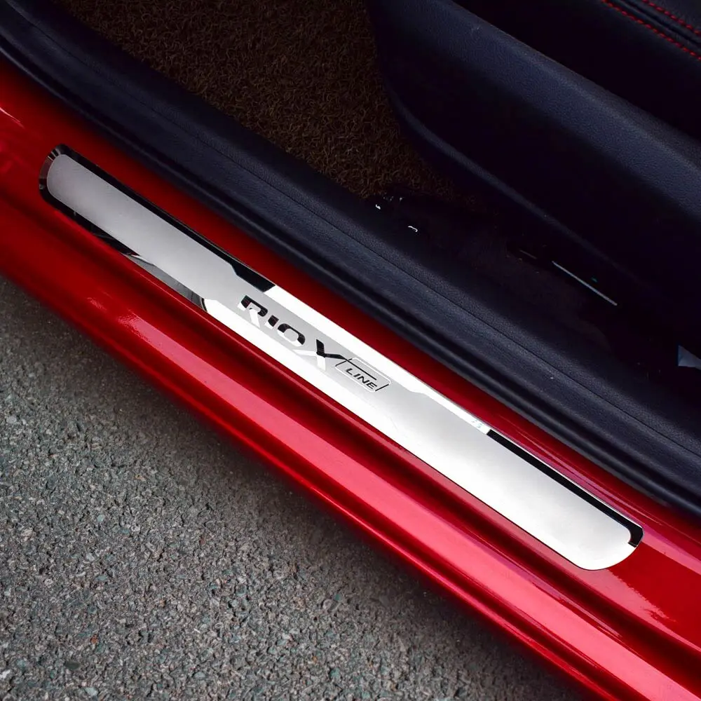 

Car Accessorise RIO x Line Door Sill Cover Sticker Stainless Steel Door Sill Scuff Plate for EU Kia Rio X Line 2018-2020