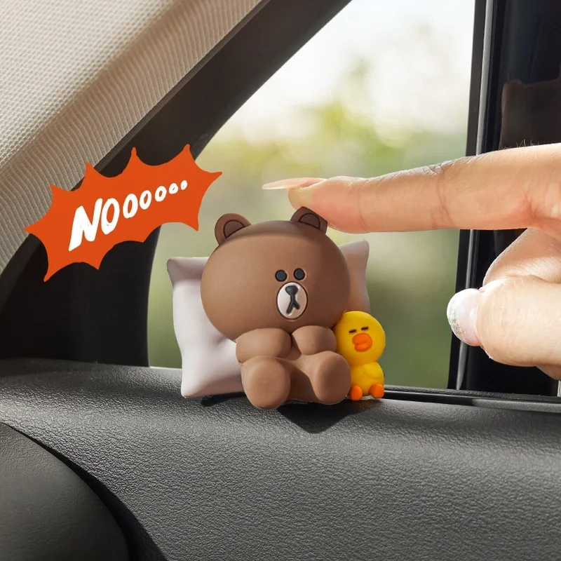 Adorable Cartoon Bear and Duck Car Dashboard Decor - Self-Adhesive Ornament