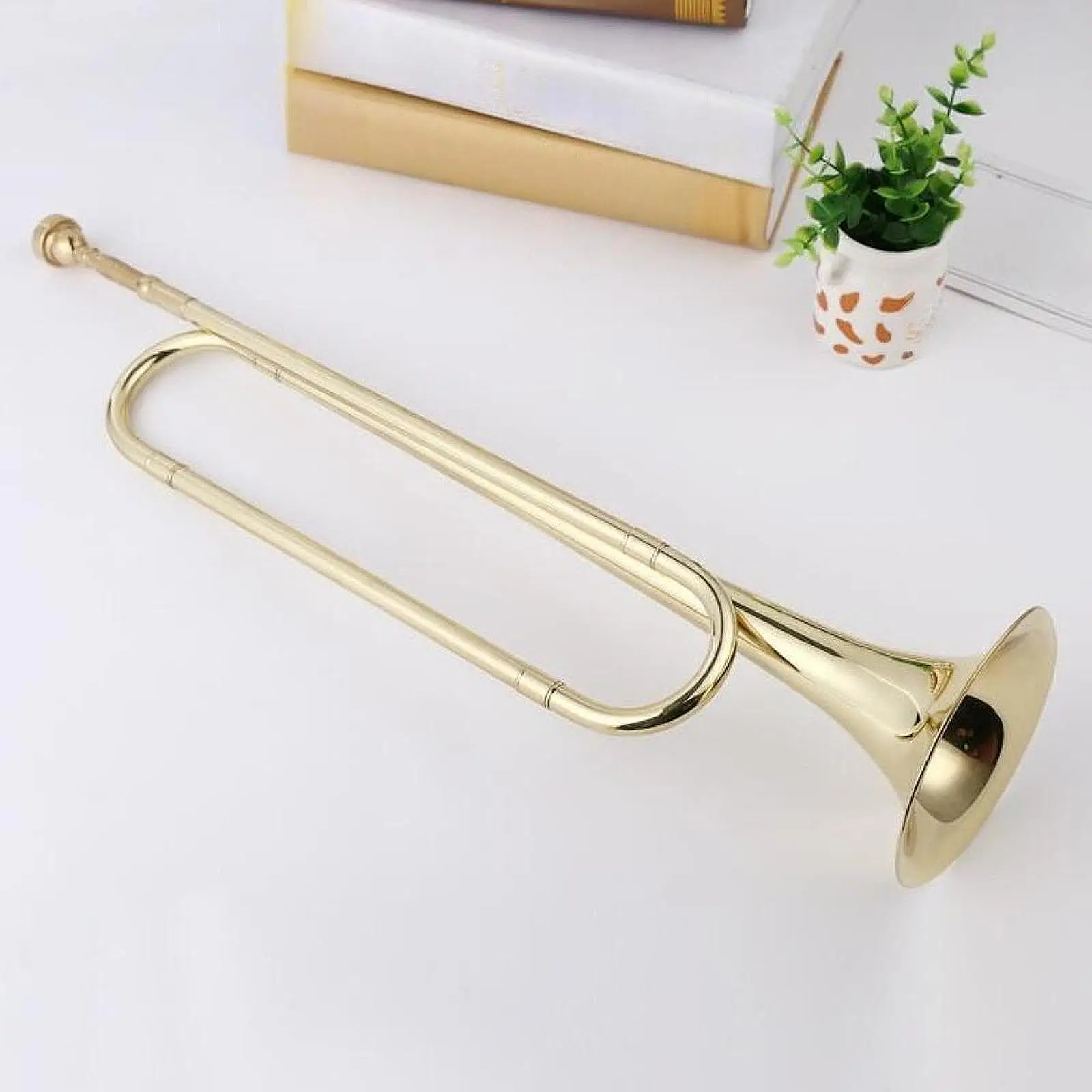 B Flat Bugle Brass Bugle Scout Classic Professional Trumpet Marching for Orchestra Band Stage Performance Adults