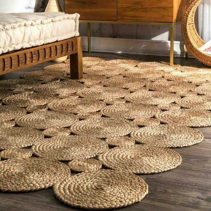 Natural Jute Rugs Handmade Reversible Braided Modern Living Home Outdoor Rectangle Rug