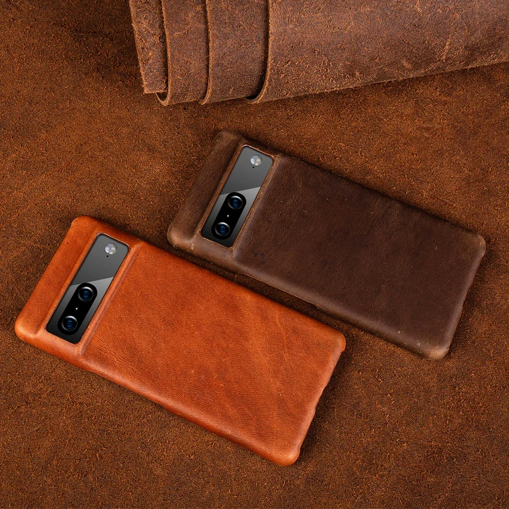 ZWW Crazy House Genuine Leather Vintage Aesthetic Phone Case
