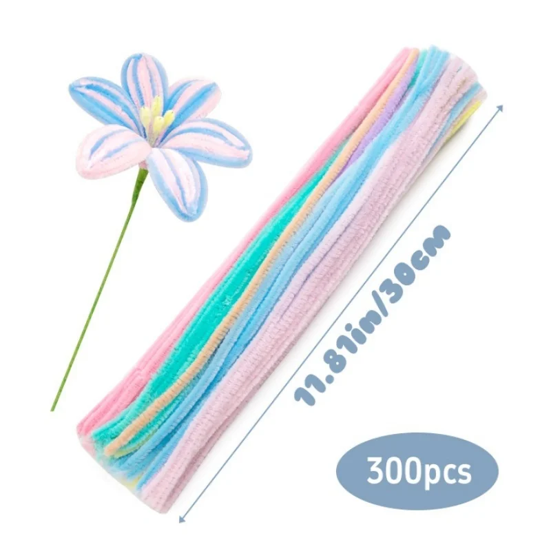 Macaron Colored Pipe Cleaners 300pcs 11.8 Ins/30 Cm Chenille Stem Cleaners for DIY Craft Projects