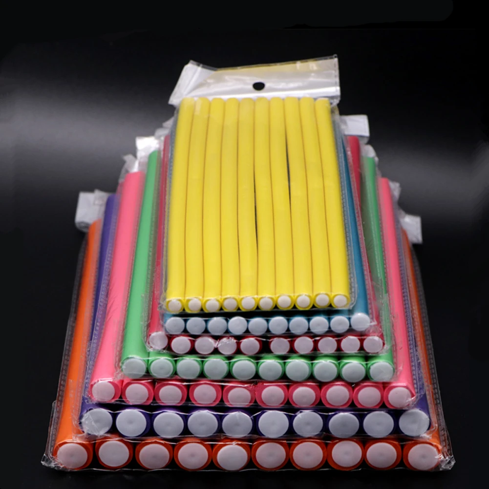 Hair Styling Tool Hair Curling Tools 10pcs Hair Curling Curler Magic Air Hair Rollers Soft Foam Bendy Twist Magic Flexi Rods Styling Sticks Tool Random color