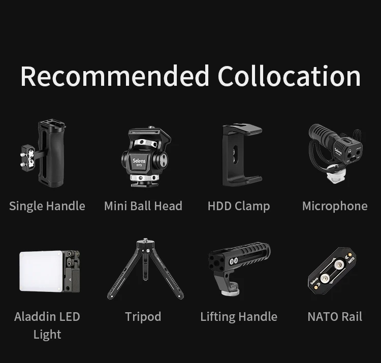 Aluminium Alloy Mobile Phone Cage with Expansion 1/4 & 3/8 Screw Holes Handheld