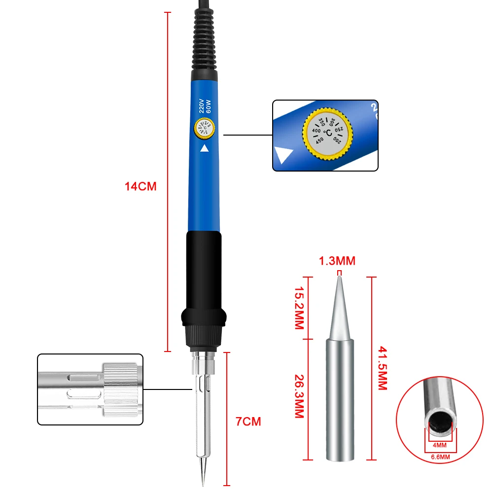 60W Soldering Iron Adjustable Temperature Electric Solder Iron Rework Station Mini Handle Heat Pencil Welding Repair Tools Soldering Iron