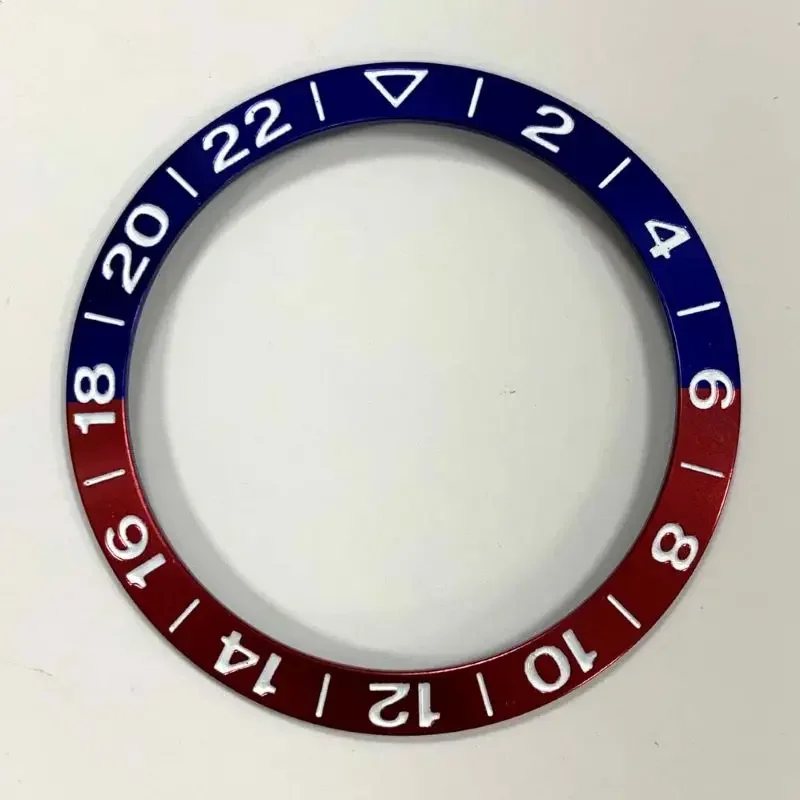 Aluminum Sloping Watch Bezel Insert with GMT Font, 38x30.5mm