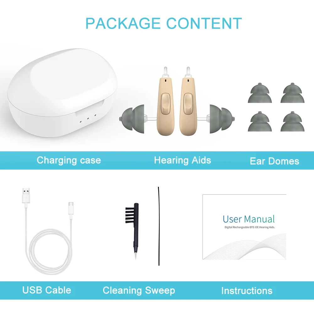 Rechargeable Hearing Aids Invisible Digital Hearing Aid For Deafness Sound Amplifier with Noise Cancelling Intelligent Audifonos 6