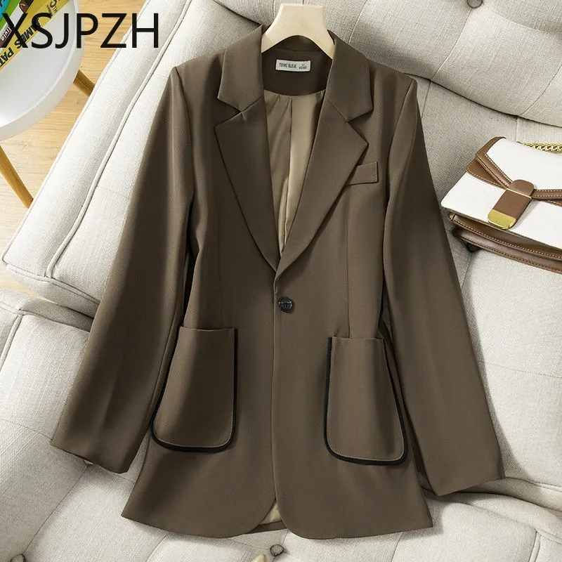Long Sleeve Elegant Fashion Work Office Lady Blazers Suits Coat Female Jacket Tops Women 2024 New Spring Autumn Women's Blazer