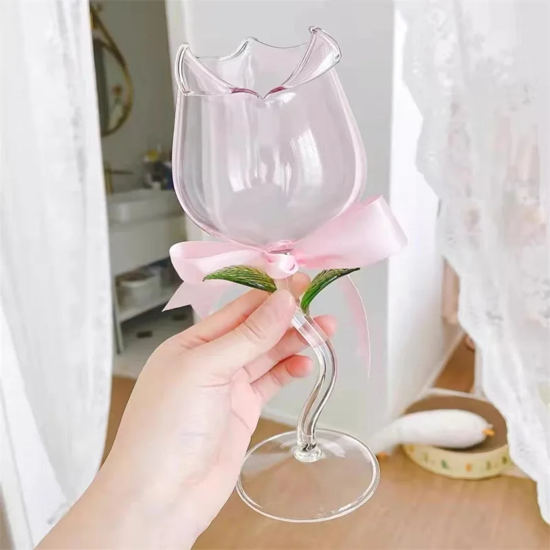 Gobelet Rose - Verres À Vin Créatifs En Forme De Rose, Verre À Vin En Verre  À Haute Teneur En Borosilicate Verres À Champagne[q2205] - Cdiscount Maison