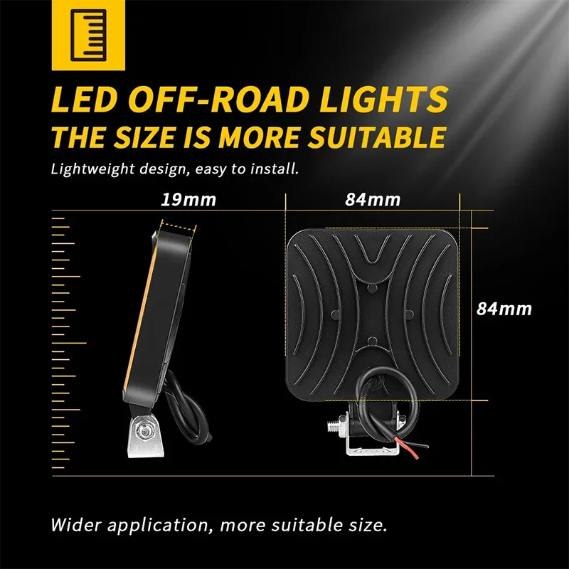 12V-48V LED 작업등 사각형 집광 플래시 모델/집광 모델 48W 자동차 헤드라이트 트럭 오프로드 SUV 야간 조명 안개등
