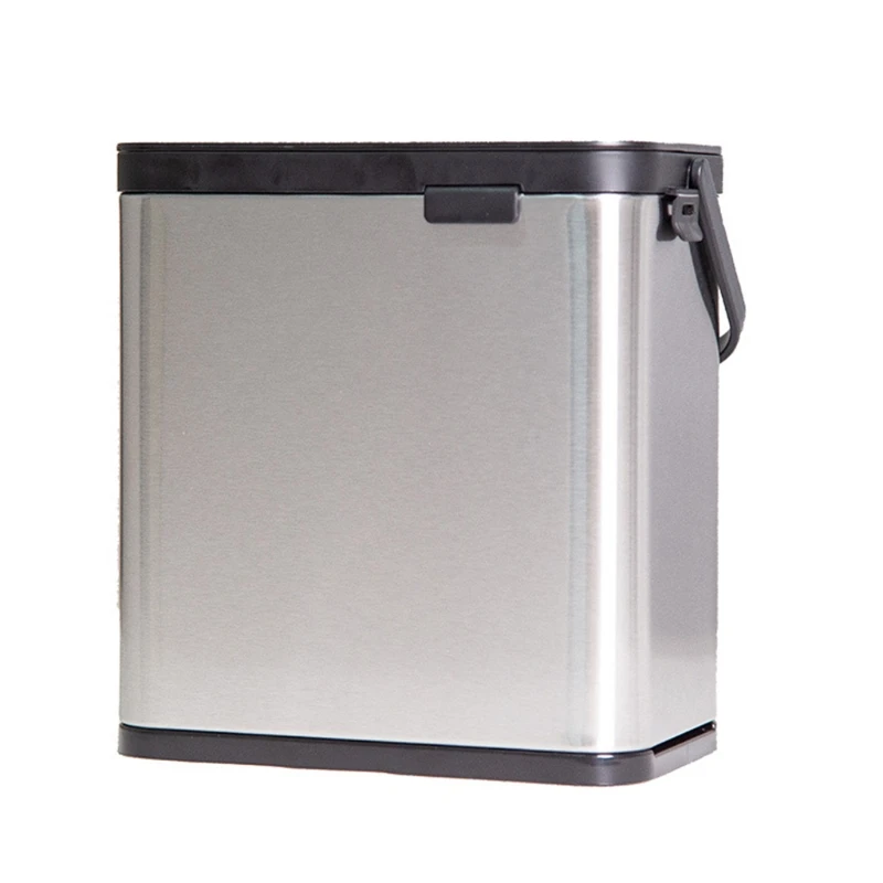 

for Creative Kitchen Hanging Trash Can with Lid Handle Cabinet Door Stainless Steel Garbage Bin Wall Mounted Waste Bucke