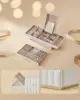 Large capacity jewelry box with mirror, jewelry storage with drawers, PU surface with stitching, 10.6 x 15 x 6.3 inches 6