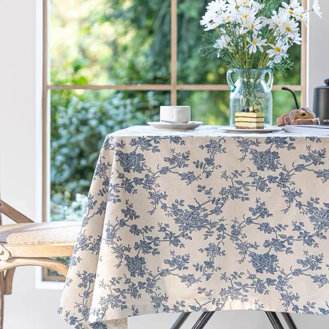 Tovaglia floreale personalizzabile con finiture in pizzo, copertura per tavolo da pranzo rettangolare, per tavolo da pranzo da cucina, decorazioni per feste in casa 2