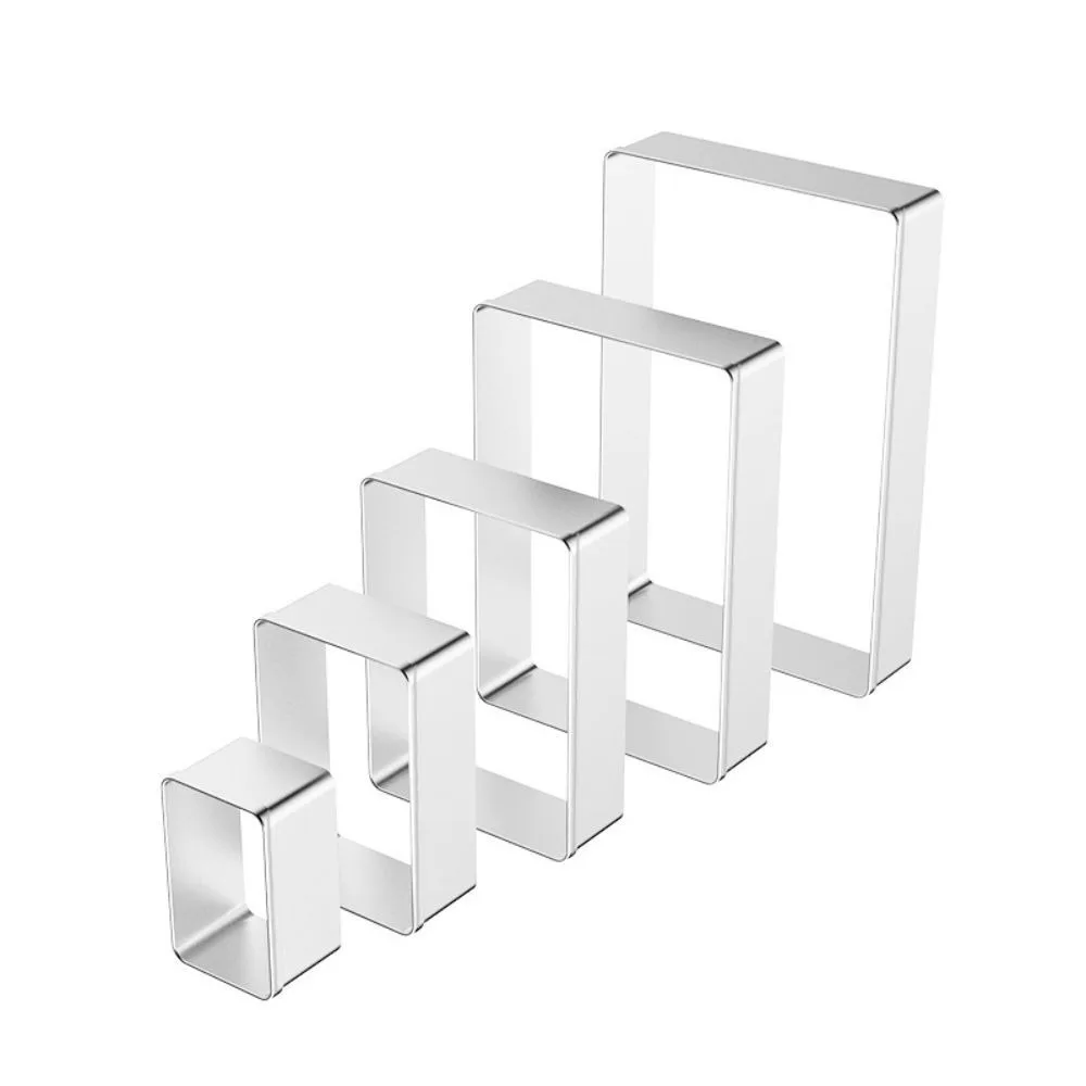 5Pcs/Set Durable Stainless Steel Biscuit Mold Rectangle DIY Cookie Cutter Portable Convenient Dough Mold Pastry