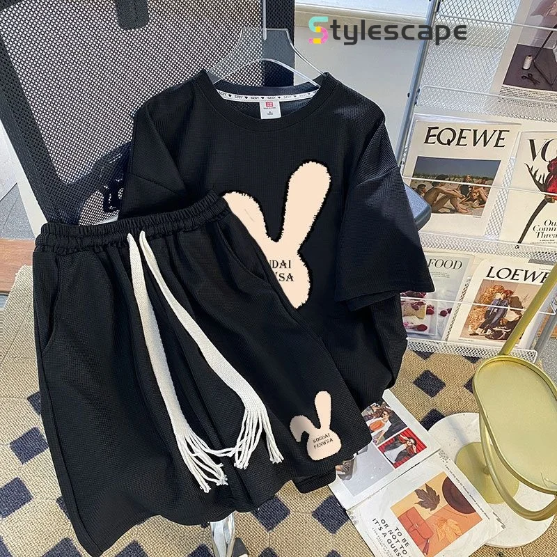 Women's Summer New Fashion Set Design Sense Small and Small Short Sleeve Large Size Loose and Simple Casual Two Piece Set