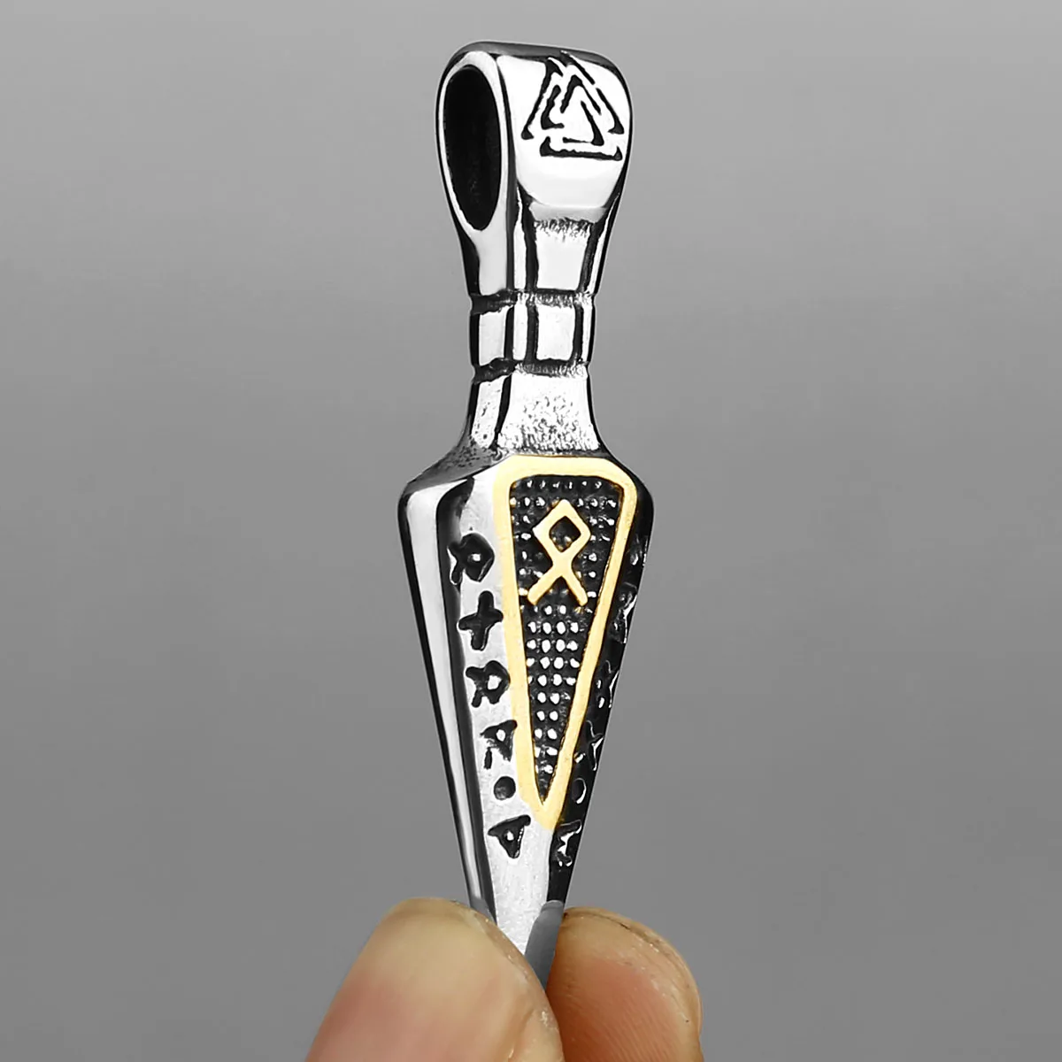 316L Stainless Steel Nordic Viking Spearhead Necklace Men's Norwegian ...
