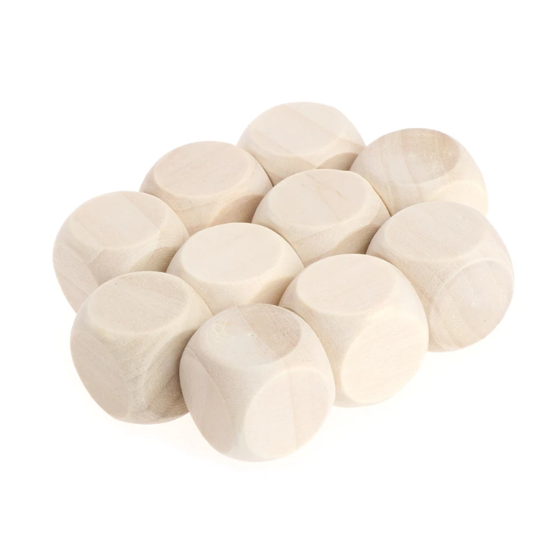 

Unfinished Wooden Dice, Blank Square Blocks Rounded Corners (10 Pack)