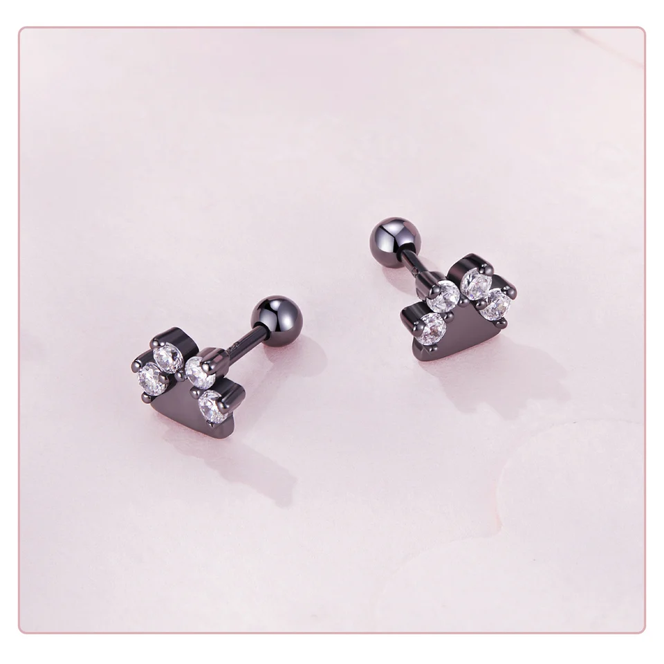 Sterling Silver Black Gold Pet Dog Paw Stud Earrings For Women - PeticaDeals