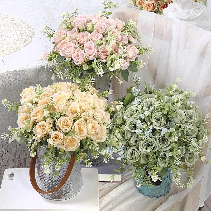 1/3/5PCS Künstliche Rose Blumenstrauß Wohnzimmer Dekoration Hochzeit Garten Blumen Garten Party Decor Outdoor braut Bouquet – Detail 4