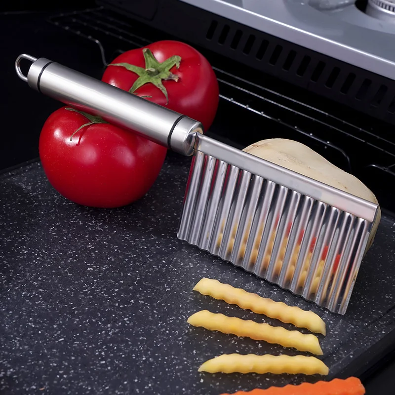 2PCS Potato Slicer French Fry Cutters Stainless Steel pizzas Carrots Wavy chopper for Fruits Vegetables long-lasting