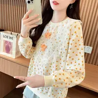 Sweatshirt Feminine Lace Slimming Versatile Age-Reducing Pullover Top 2