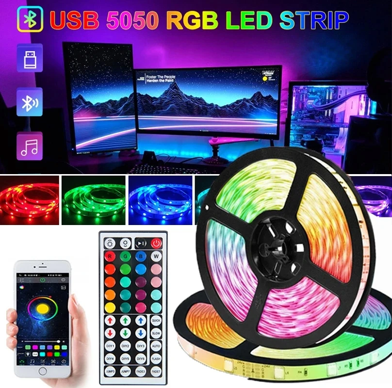 

Bluetooth Led Light Strip Tape RGB 5050 Led Strip Infrared App Control 5V USB Led Tape Flexible Ribbon Diode Luces TV Backlight