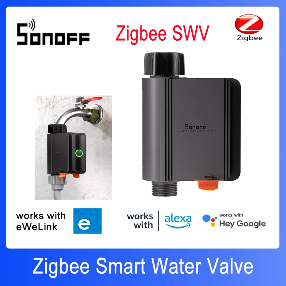 Sonoff ZigBee SWV ZigBee 3.0วาล์วน้ำอัจฉริยะ IP55สปริงเกอร์ควบคุมบ้านอัตโนมัติชลประทานเข้ากันได้กับ ewelink Alexa 1