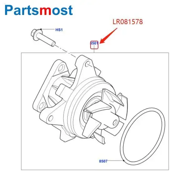 Cooling Water Pump 2.0L 16V Water Pump For Land Rover Freelander LR2 Range Rover Evoque Discovery Sport JAGUAR XE VOLVO S40 FORD LR053310 LR081578